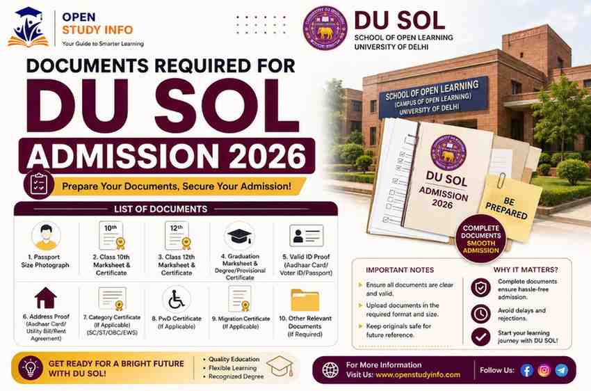 Documents Required for DU SOL Admission 2026