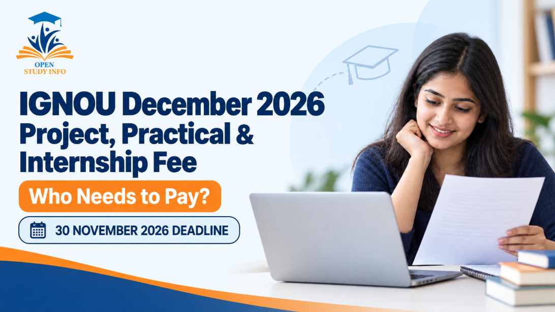 IGNOU December 2026 project, practical and internship fee guide