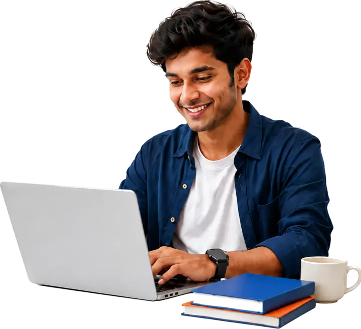 Student using OpenStudyInfo resources on a laptop