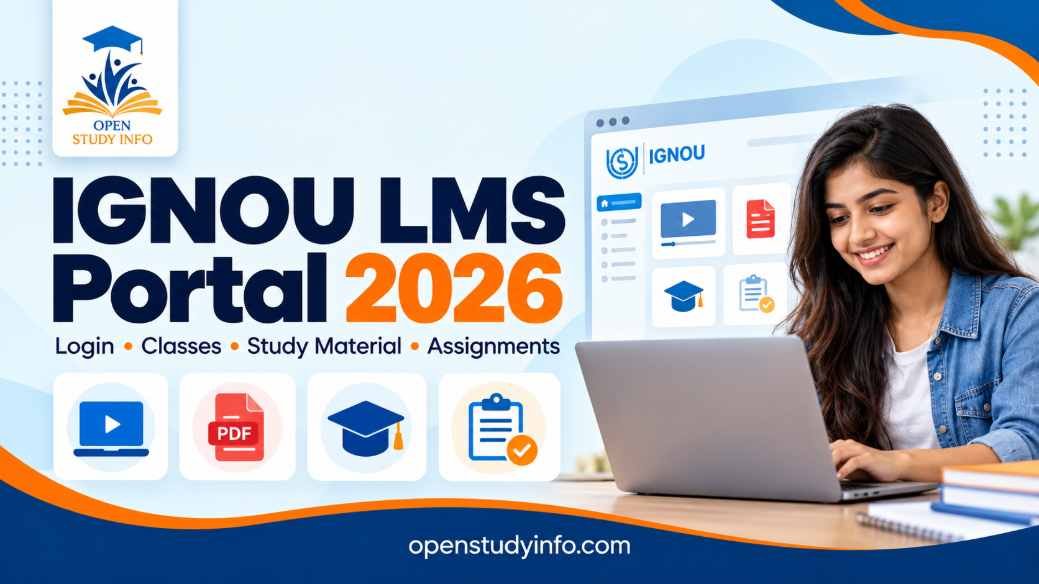 Student opening the IGNOU LMS portal on a laptop to view course units and assignments