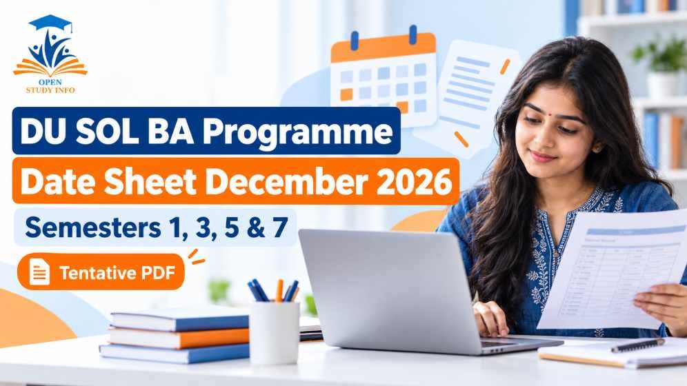DU SOL BA Programme Date Sheet December 2026 for Semesters 1, 3, 5 and 7