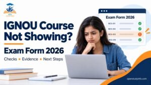 IGNOU course not showing in exam form 2026 troubleshooting guide