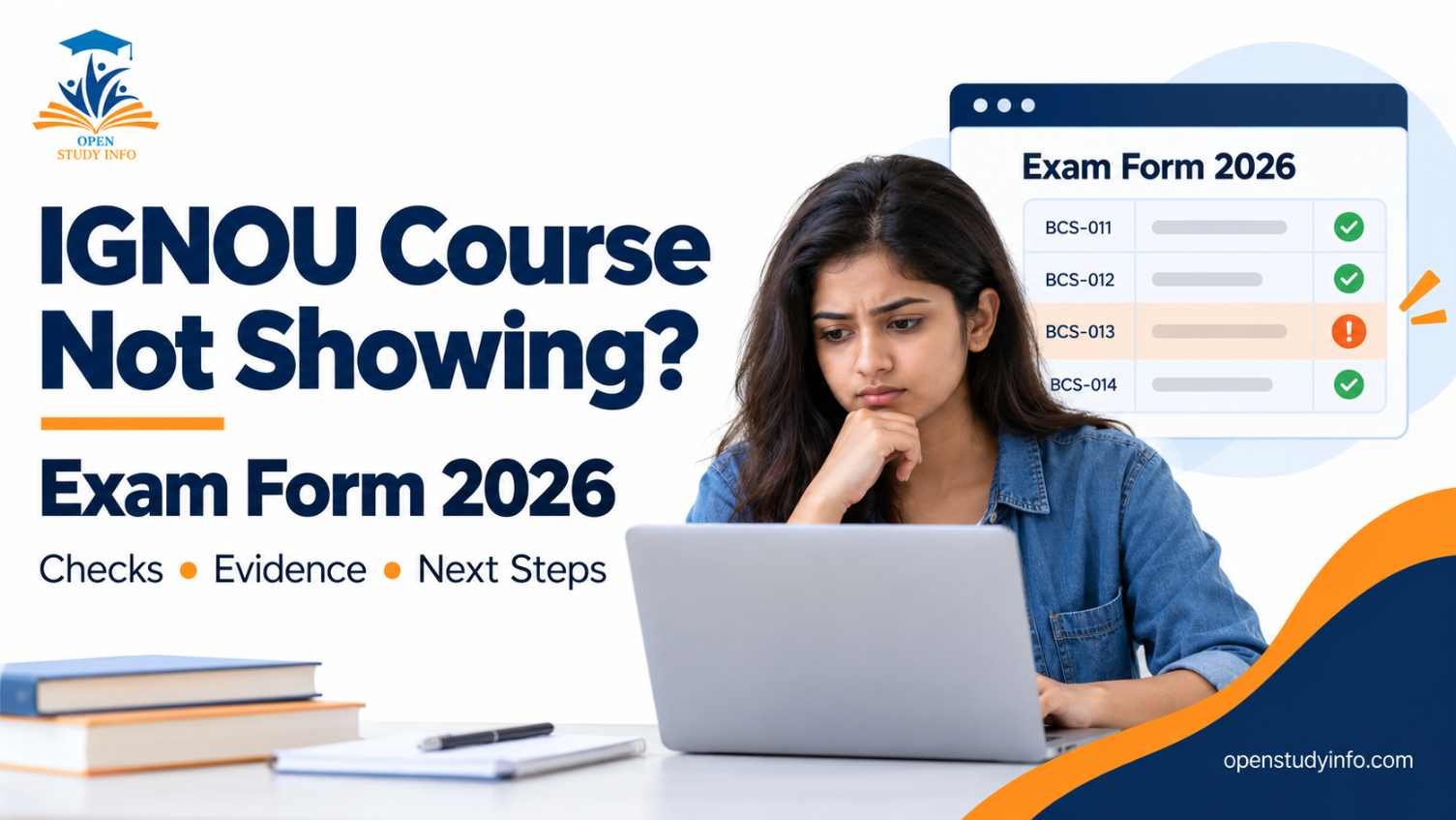 IGNOU course not showing in exam form 2026 troubleshooting guide