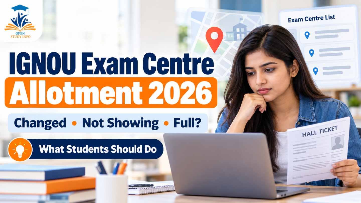 IGNOU Exam Centre Allotment 2026 guide for changed, unavailable or full examination centres